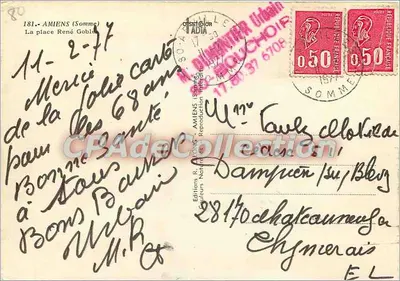 Amiens (Somma) — Plac René Goblet — Wydawnictwo R. Adams — Rewers