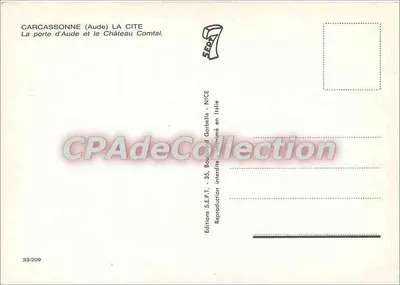 Carcassonne - A Cidade — Edições S.E.P.T. - 35, Boulevard Gorballa - NICE — Verso