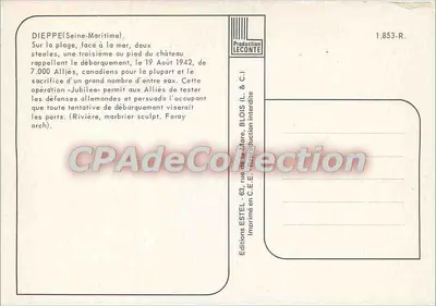 Dieppe — Lembrança do desembarque — Éditions ESTEL — Verso