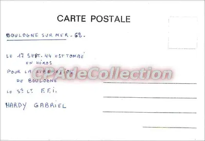 Boulogne-sur-Mer — Memória de Gabriel Hardy — Carta postal — Verso
