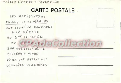 Tailly l'Arbre à Mouche — Monument aos habitantes de Tailly e Warlus — Os Habitantes de Tailly e Warlus — Verso