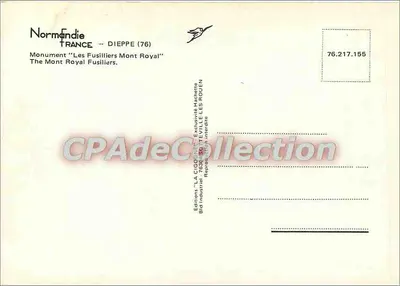 Monument 'Les Fusilliers Mont Royal' — Dieppe (76) — Wydawnictwo LA CIGOGNE — Rewers