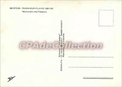 Monumento aos Passeurs — Raon-sur-Plaine — Edições 'La Cigogne' — Verso
