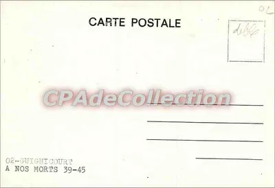 Guignicourt — Monumento a los caídos 1939-1945 — Tarjeta postal antigua — Reverso