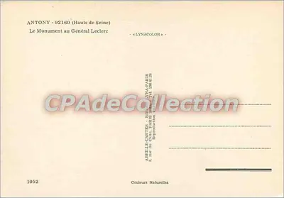 एंटोनी - जनरल लेक्लर्क के सम्मान के लिए स्मारक — प्रकाशक ABEILLE-CARTES, संख्या 1052 — पीछे