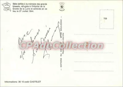Gruta da Luire — Estela comemorativa dos feridos — Éditions du Castel — Verso