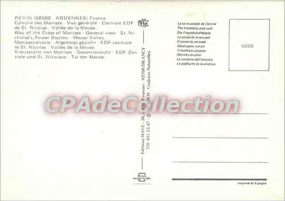 Revin — vista geral com calvário e central EDF — Éditions MACE, Drancy — Verso