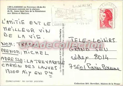 Plateau de St. ANNE — Monument aos Heróis e Mártires — A Fotografia ERTA — Verso