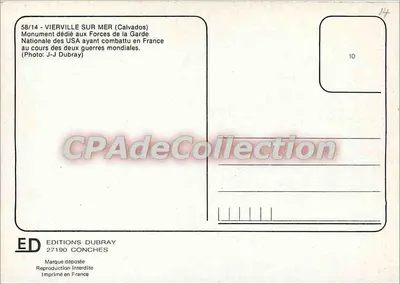 Vierville-sur-Mer — Pomnik Sił Narodowych USA — Wydawnictwo Dubray — Rewers