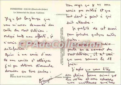 Pamiątka Monte Valérien — Suresnes — wydawca LYNACOLOR, nr 227 — Rewers