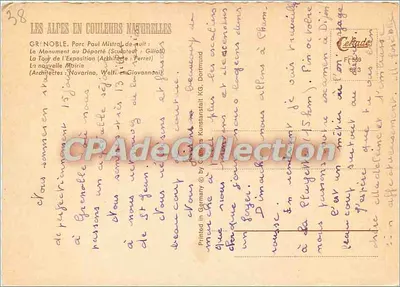 GréNOBLE - Monument ao Déportado e Torre da Exposição — editor Céladine, n° 38 — Verso