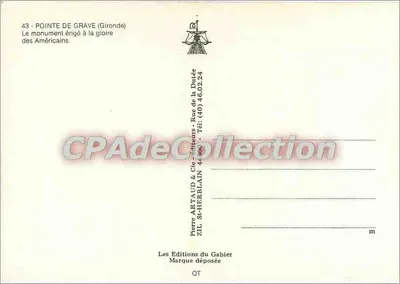 그IRONDE 주 Pointe de Grave — 미국인을 기리는 기념물 — Éditions du Gabier — 뒷면