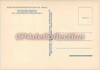 Romagne-sous-Montfaucon — Cemitério americano — Edições H. Fournier — Verso
