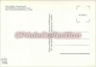 ヴィミー (62580) - パス・ド・カレー — カナダ記念碑の夜 — Éditions MAGE 36, rue H. Fournier 93700 Drancy — 裏面