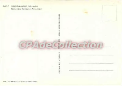 Cemitério Militar Americano — Saint-Avold (Moselle) — Édition de l'Europe — Verso