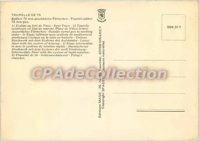 방어선 무장 (1914-1918) : 75mm 포탑 — 출판사 : Editions MAGE, Drancy, 번호 559.317 — 뒷면