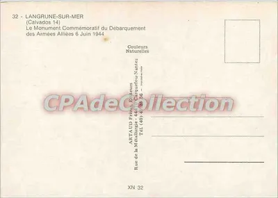 Półnowoczesna pocztówka Langrune sur Mer (Calvados) Pomnik Komunikacyjny upamiętniający desant sił sojuszników 6 czerwca 1 — Rewers