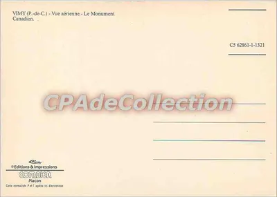 维米（魁北克省）— 航空视角 — 加拿大纪念碑 — Éditions & Impressions Combier，编号 C5 62861-1-1321 — 背面