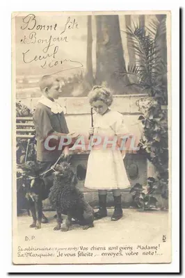 Dois crianças com cães — Sainte-Marquise — D.P. n°5