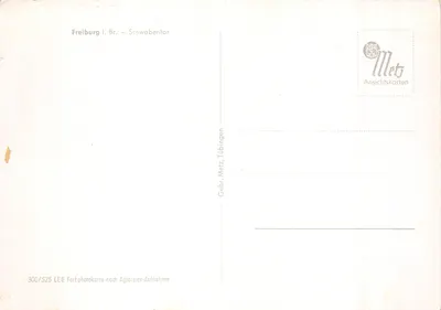 Freiburg i. Br. — Schwabentor — editor Geb. Metz, Tübingen, n° 360/525 — Verso