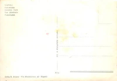 Naples — widok panoramiczny z Wulkanem na tle — Ditta R. Renza, N°73 — Rewers