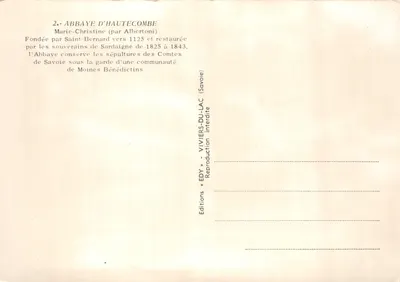 Estátua de Marie-Christine — Abadia de Hautecombe — Edições VIVIERS-DU-LAC — Verso