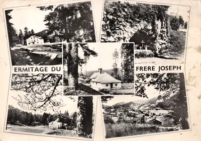 Ermitério do Frère Joseph — collage de paisagens e edifícios nos Vosges — Edições dos Frères Joseph, Lyon