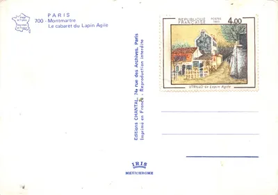 O Coelho Ágil — cabaré parisiense — Edições Chantal, Paris — Verso