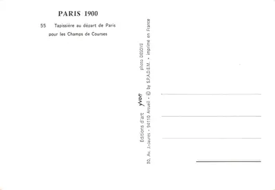 Paris 1900 — Partida da tapissière para os Campos de Corrida — Edições J.-Jaurès — Verso