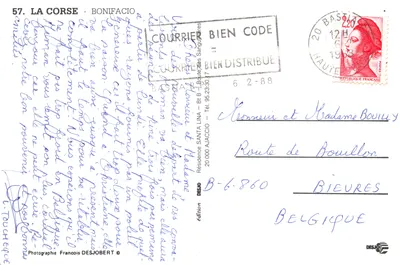 Bonifacio — porto e aldeia ao crepúsculo — edição DESJOBERT — Verso