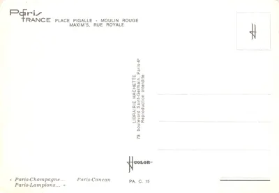 Paryż w nocy — Paryż w nocy — wydawca HACHETTE — Rewers