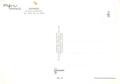 Place de la Bastille — widok z kolumną Bastilli — wydawca Librairie Hachette, nr PA. 57 — Rewers