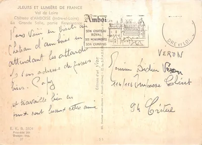 Castelo de Amboise — A Grande Sala, parte Renascentista — Edições de Arte Jean-Jaurès — Verso
