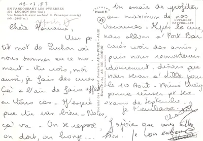 Luchon — ogólne widok z zasnieżonym Vénasque (wys. 2445 m) — wydawca AS — Rewers