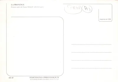 Café Lou Cicalou — cena de café provençal — editor EDITIONS PHOTOGUY, n° AE 43 — Verso