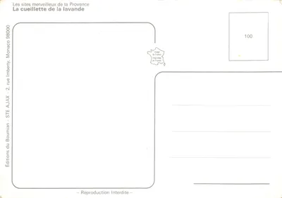 Zbieranie lawendy — Prowansja — Éditions du Boumian, Monaco — Rewers