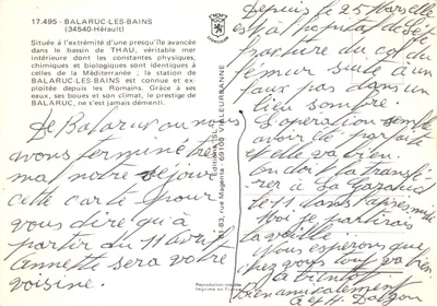 Balaruc-les-Bains — vista do porto, da cidade, de um monumento e da praia — Éditions Magenta — Verso