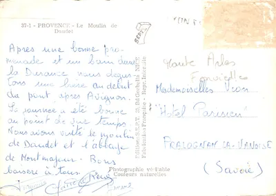 O Moulin de Daudet — Provence — Editor: Edições S.E.P.T. - Repr. Inter. - N° 37-1 — Verso