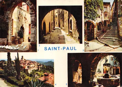 Saint-Paul-de-Vence — vista panorâmica e detalhes arquitetônicos — Éditions d'art S.P.A.D.E.M. 1963