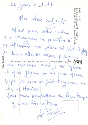 Place du Vol Ryguy — Fonte e edifícios — Ed. TROLLIET e Cie, Lyon — Verso