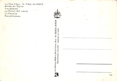Saint Paul — ogólny widok z fontanną i pięknymi uliczkami — Les Éditions MAR, n°170 — Rewers
