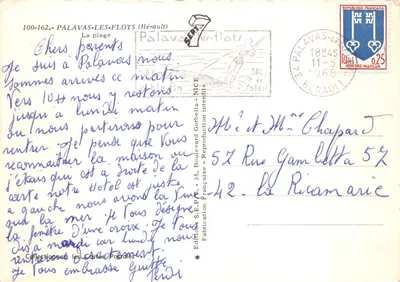 Palavas-les-Flots — plaża i wieża wodna — Wydawnictwo S.E.P.T. nr 100-162 — Rewers