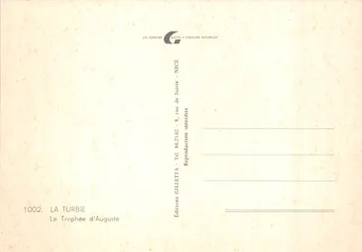 La Turbie — O Troféu de Augusto — Edições GILLETITA — Verso