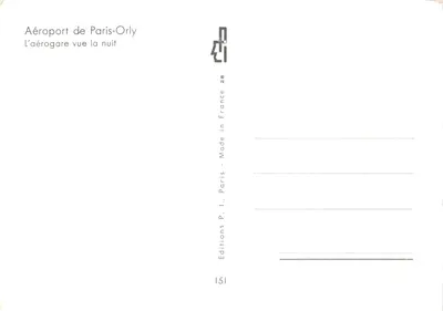 Luchthaven Paris-Orly — Nachtsicht van het terminalgebouw — Editions P. I. Paris — Achterkant