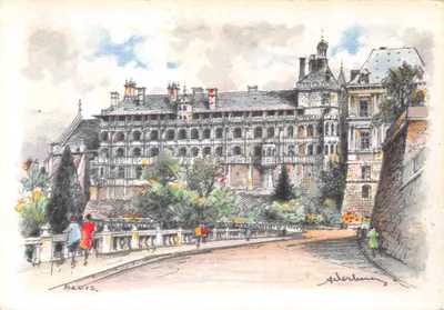 Blois — O Castelo (Fachada de Francisco I) — Impresso na França, n° 2032 A