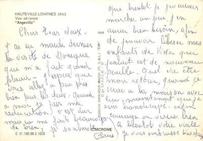 Angeville — vista aérea — editor CIMCROME, n° 000 — Verso