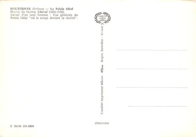 Haüterives (Drôme) — O Palácio Ideal — obra do carteiro Cheval (1836-1924) — Verso