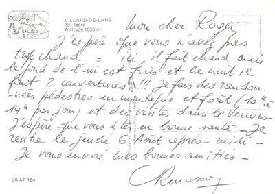 Villard de Lans — widok panoramiczny i wioska — wydawca Reproduction Interdite — Rewers