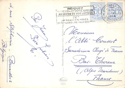 Natividade — cena da manjedoura com Maria, José, três Reis Magos e animais — editor A. Collino — Verso