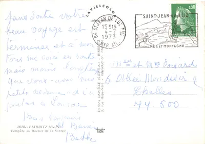 Biarritz — Skalista Wniebowzięta — wydawca Lavielle, nr 1018 — Rewers